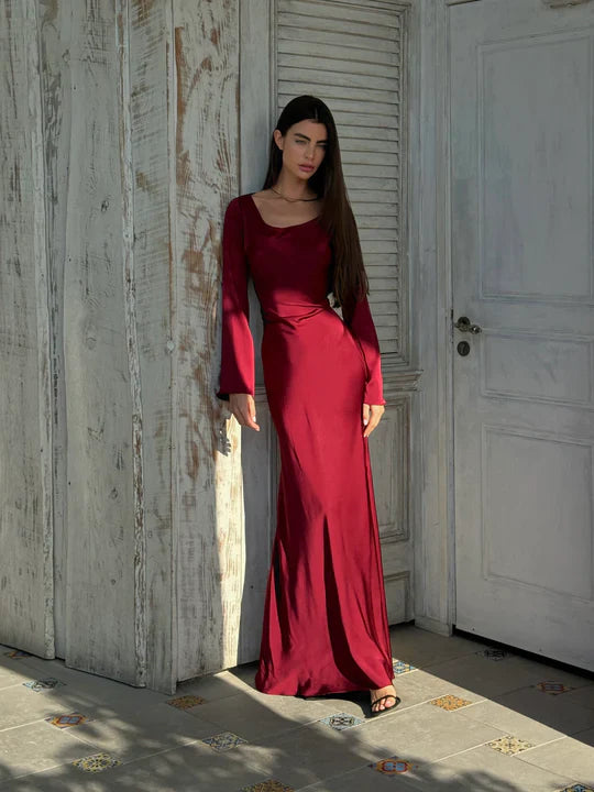 Satin Long Sleeve Dress